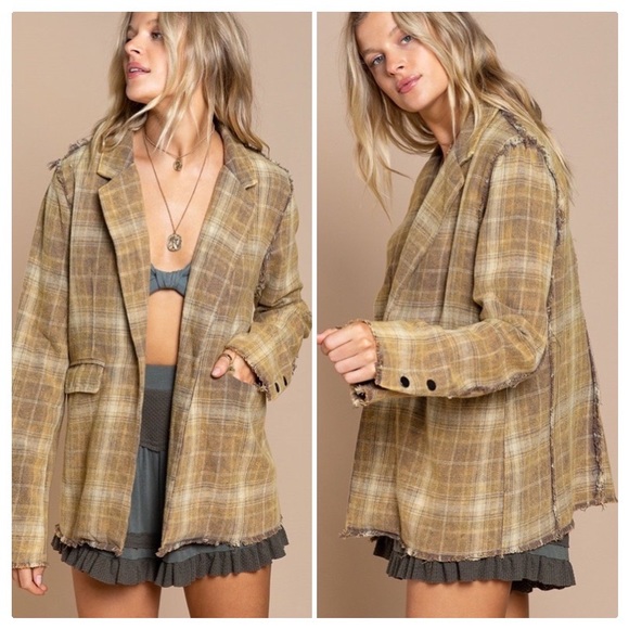 **ON BACK ORDER UNTIL FURTHER NOTICE** POL Grunge Meets Retro Plaid Jacket - Picture 8 of 17